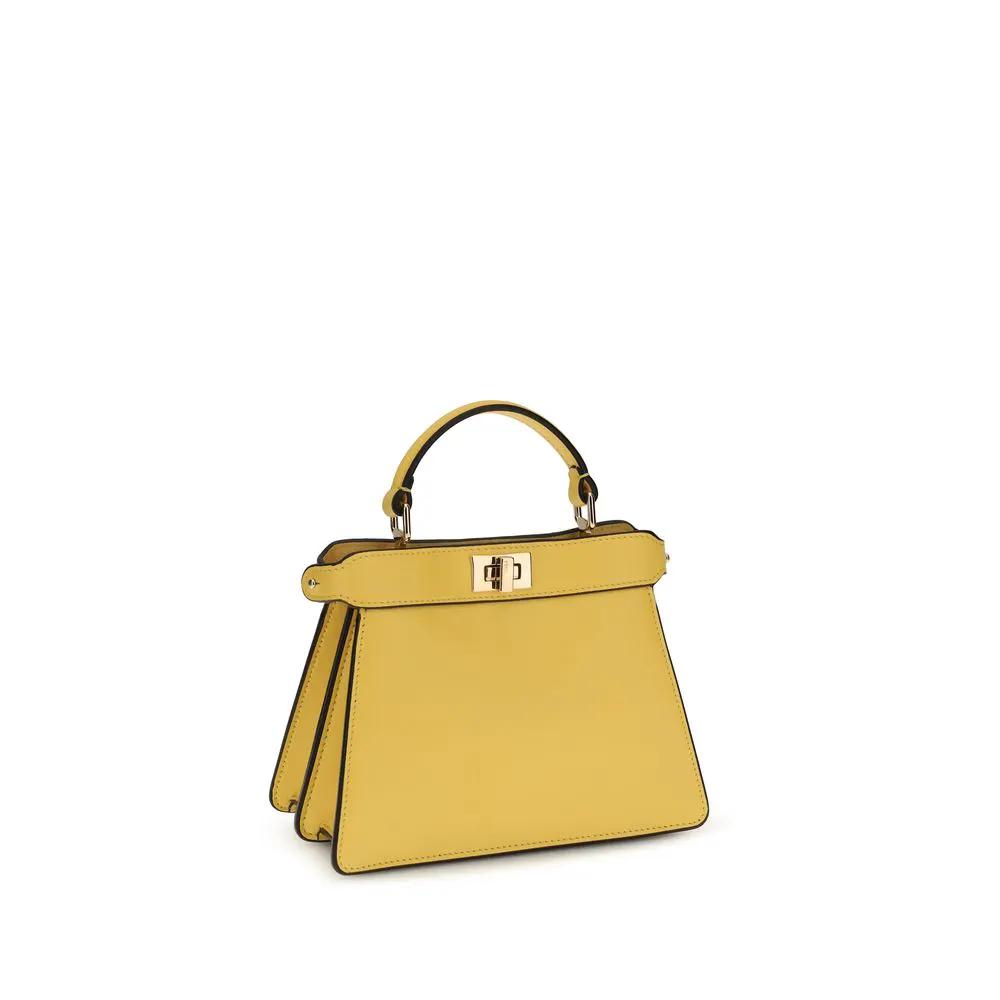 Fendi Peekaboo ISeeU Petite leather yellow top-handle handbag, front view