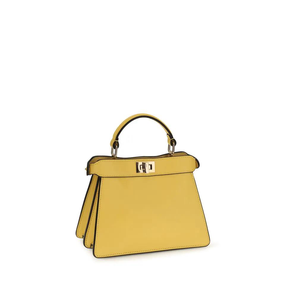 Fendi The Peekaboo ISeeU Petite handbag, yellow leather, front view