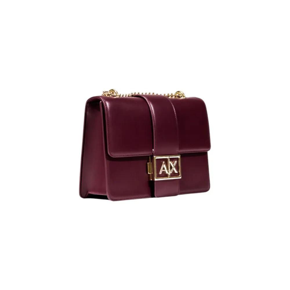 Armani Exchange Bordeaux polyester handbag, burgundy shoulder bag front view