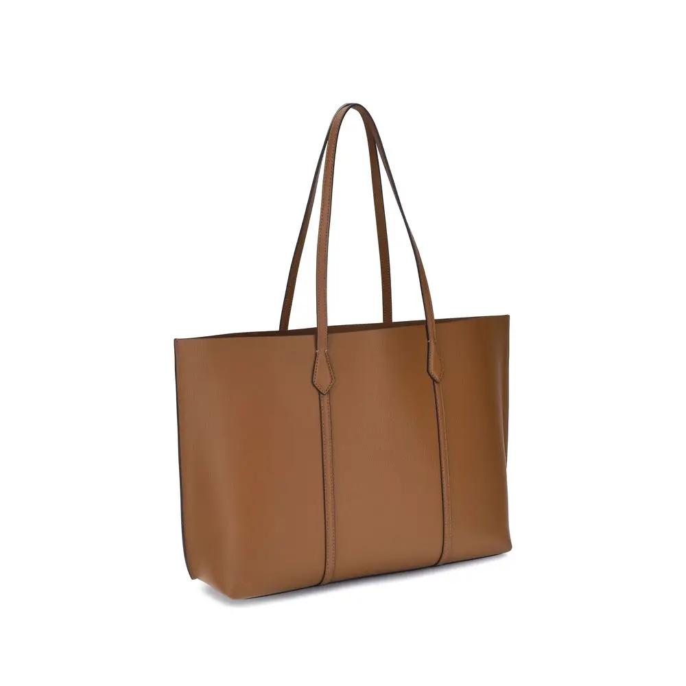 Tory Burch Perry Tote brown leather tote bag front view