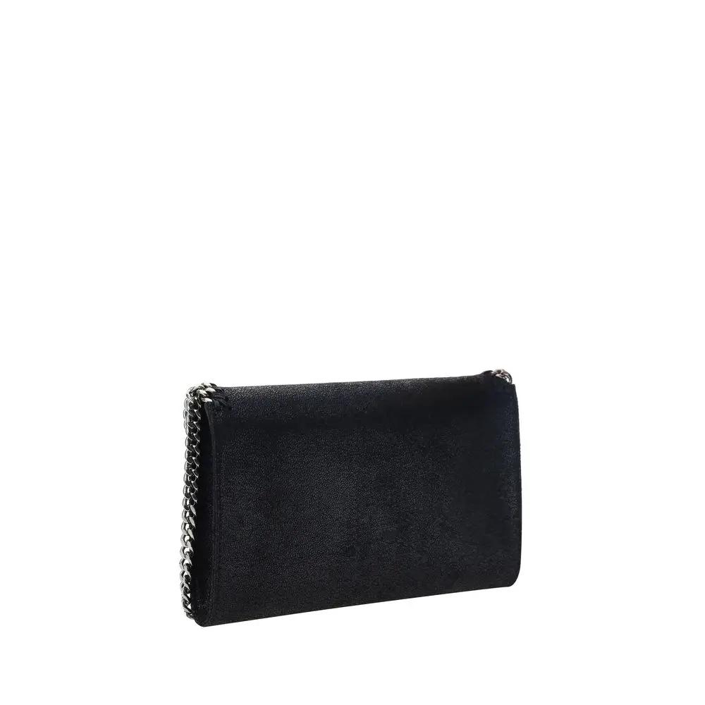 Stella McCartney black polyester shoulder bag, chain-strap, front view