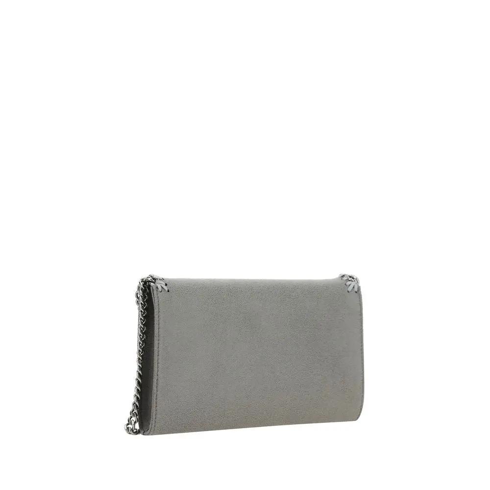 Stella McCartney Falabella Mini Shoulder Bag gray leather with chain strap, side view