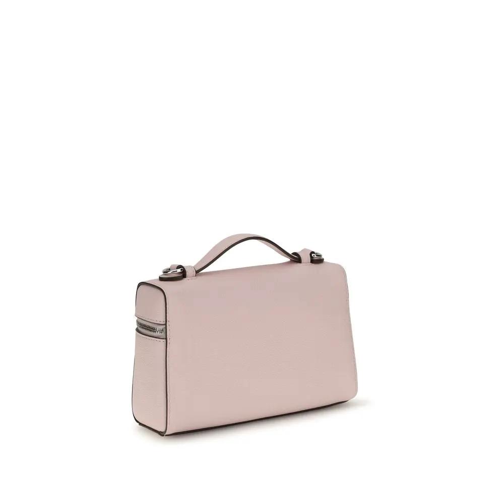 Tory Burch Bos Taurus calf leather pale pink shoulder bag, three-quarter view