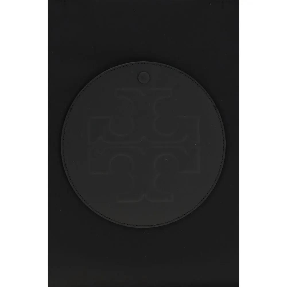 Tory Burch Black Nylon Handbag with embossed circular logo detail