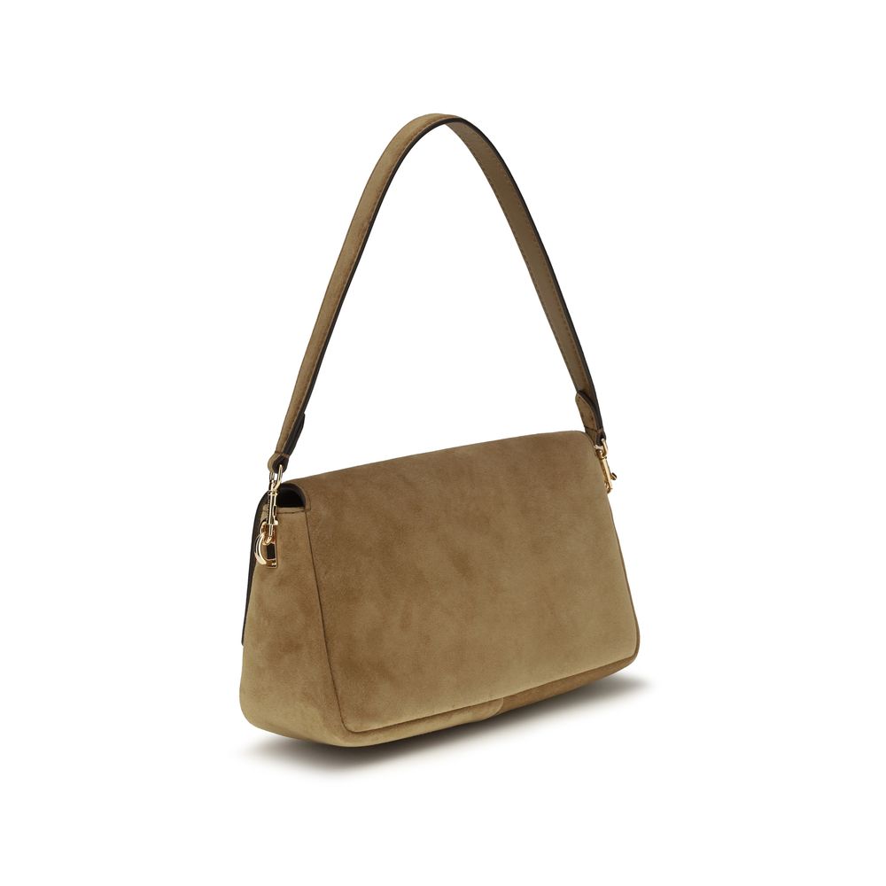 Tory Burch Beige Charlie Mini Suede Shoulder Bag