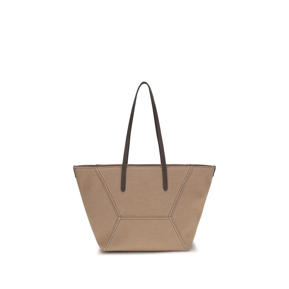 Brunello Cucinelli Beige Canvas Tote Bag