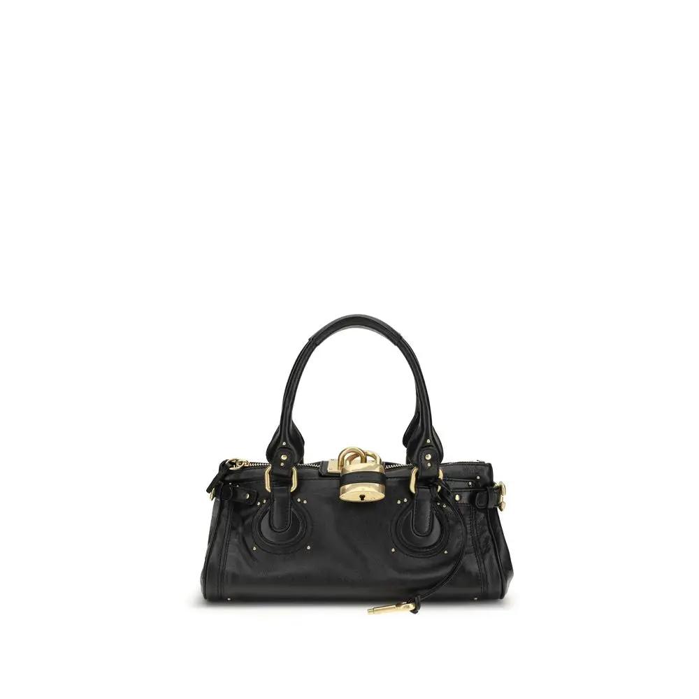 Chloé Bos Taurus shoulder bag in black calf leather, front view