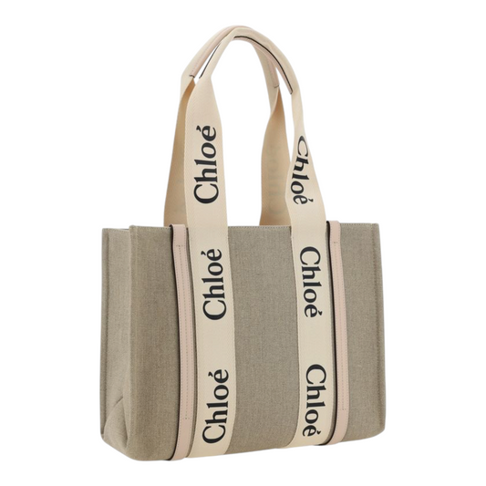 Chloé Linen Bolso de Mano Beige