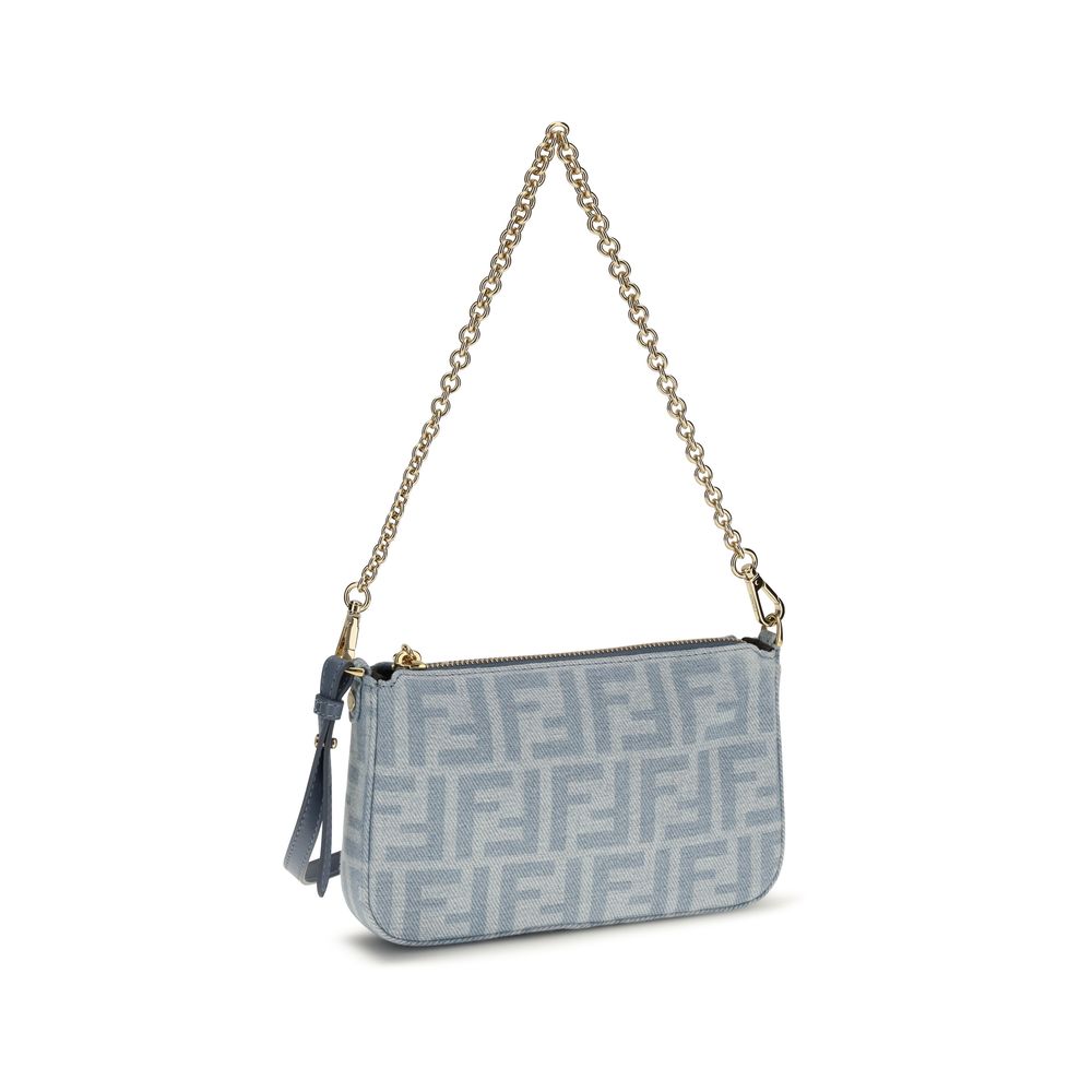 Fendi Blue Denim Baguette Clutch Bag