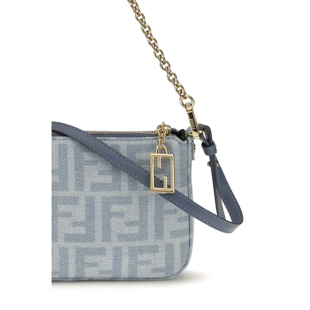 Fendi Blue Denim Baguette Clutch Bag