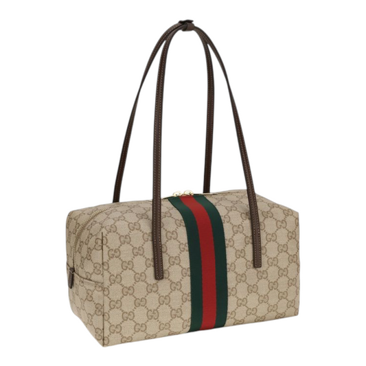Gucci Medium Boston Melrose Shoulder Bag Beige Leather Synthetic