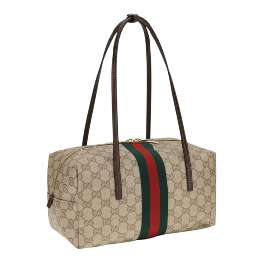 Gucci Medium Boston Melrose Shoulder Bag Beige Leather Synthetic