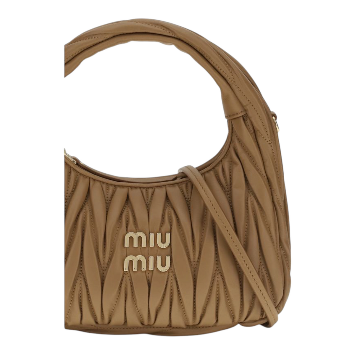 Bolso hobo XT & Co Wander de piel nappa beige con diseño matelassé acolchado y logotipo metálico dorado