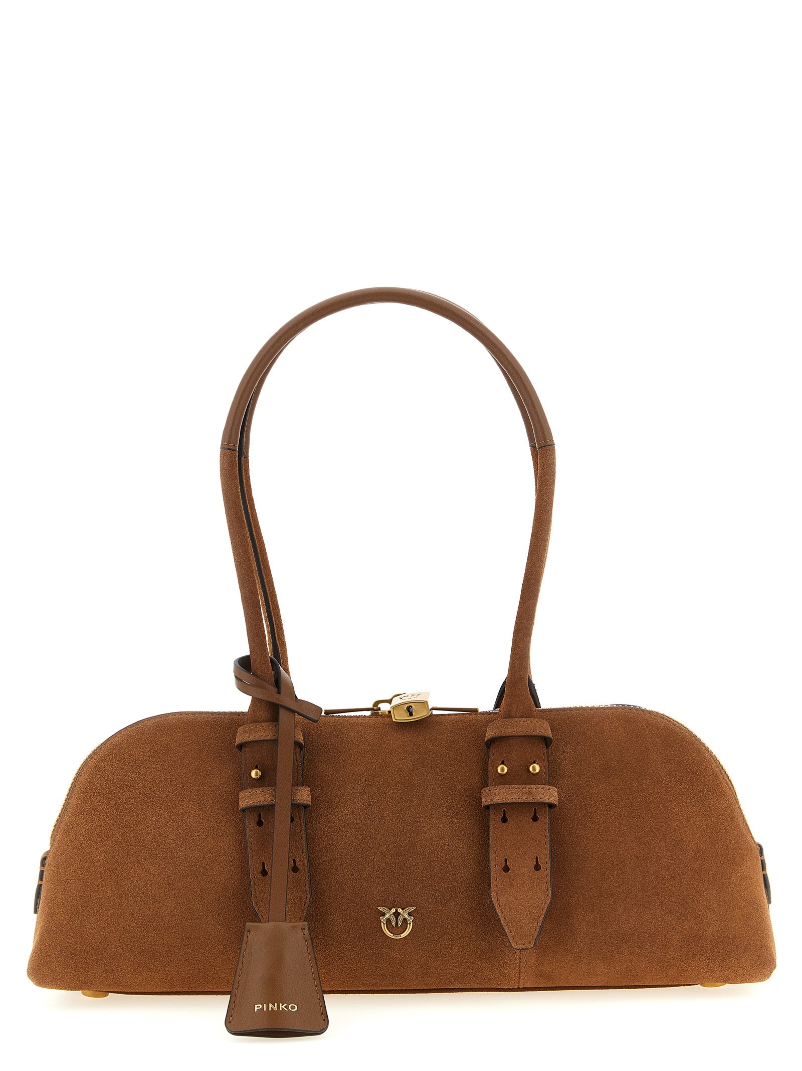 PINKO Brown Bowling Baguette Bag