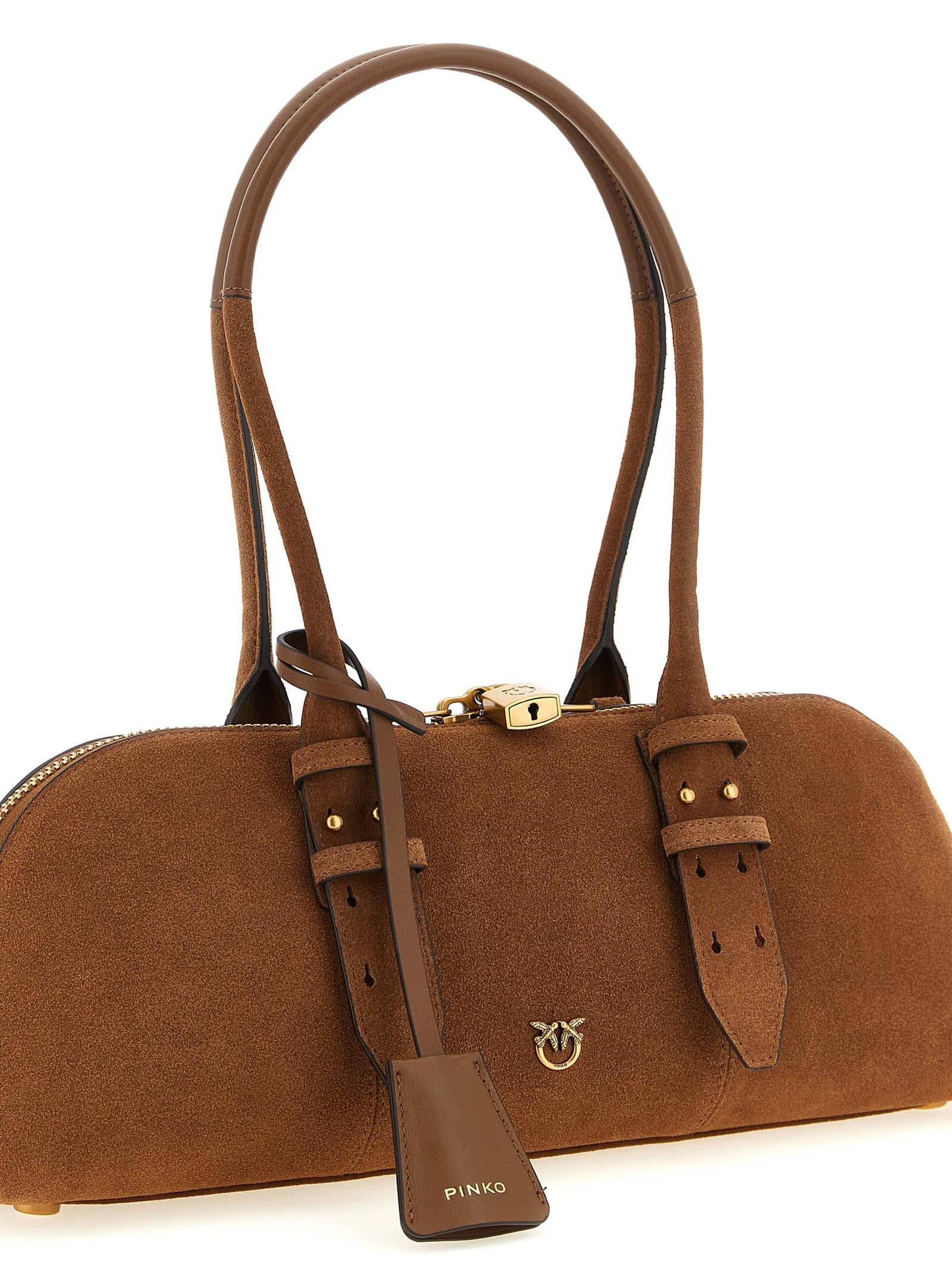 PINKO Brown Bowling Baguette Bag