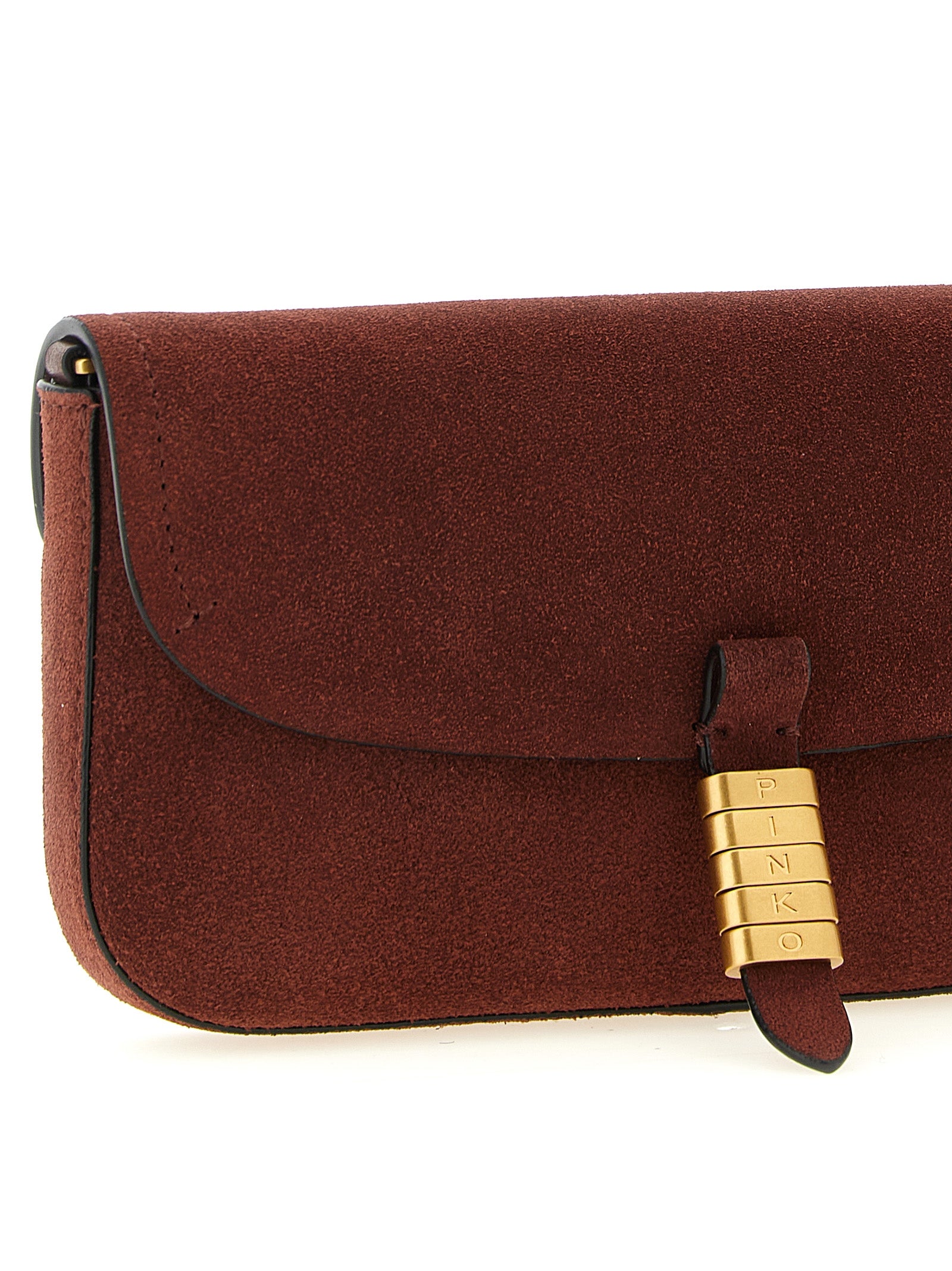 PINKO Bordeaux Saddle Flat Shoulder Bag