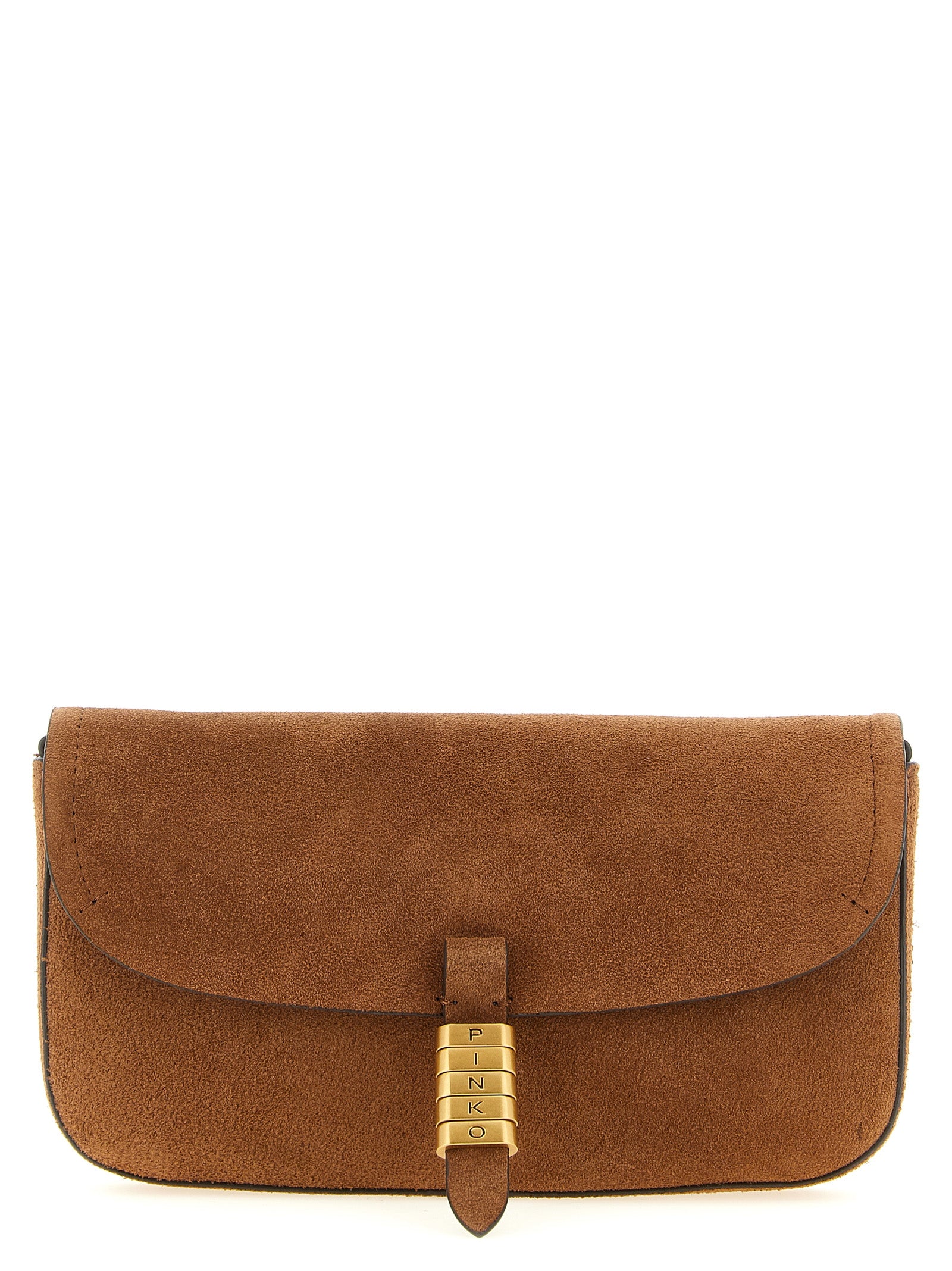 PINKO Brown Saddle Flat Shoulder Bag