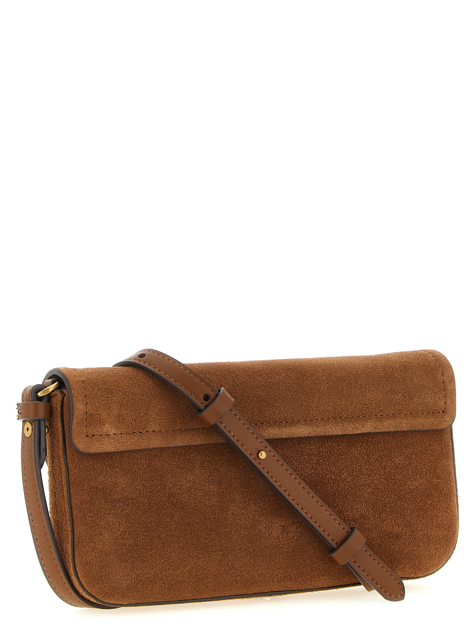 PINKO Brown Saddle Flat Shoulder Bag