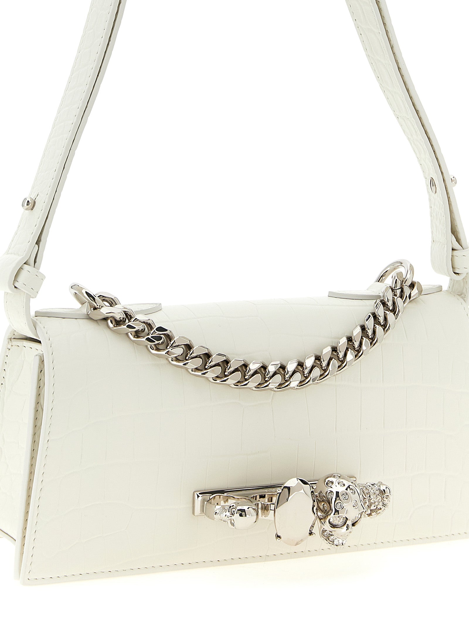 Alexander McQueen White Jewelled Mini shoulder bag