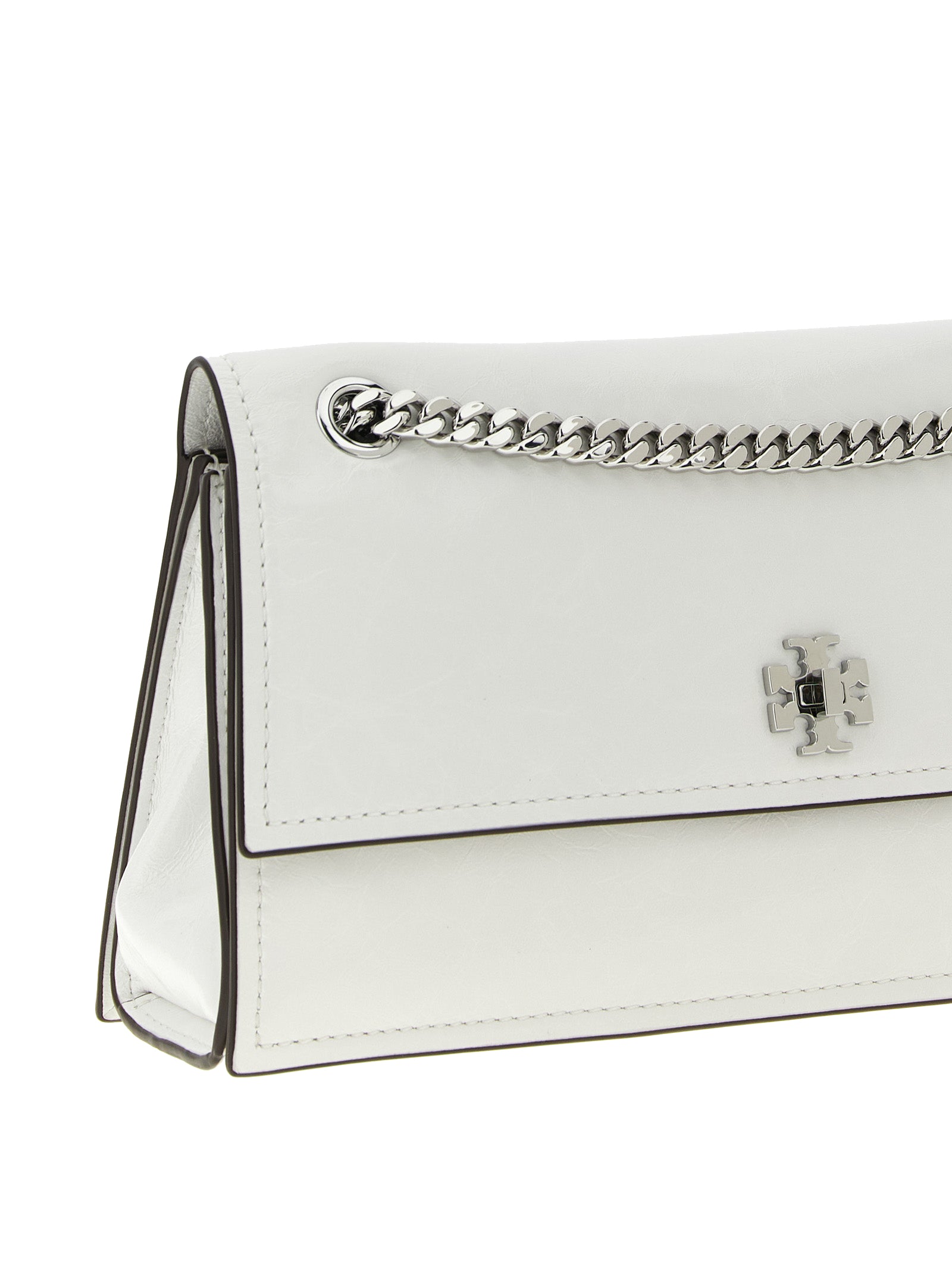 Tory Burch White Kira Turnlock Shoulder Bag