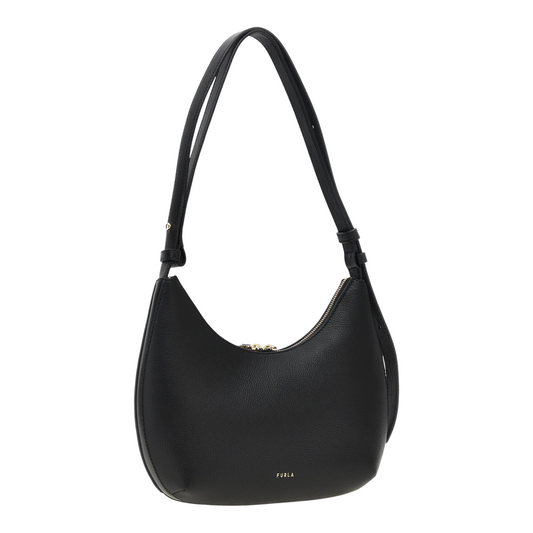 Furla Goccia Bolso de Hombro Negro Piel