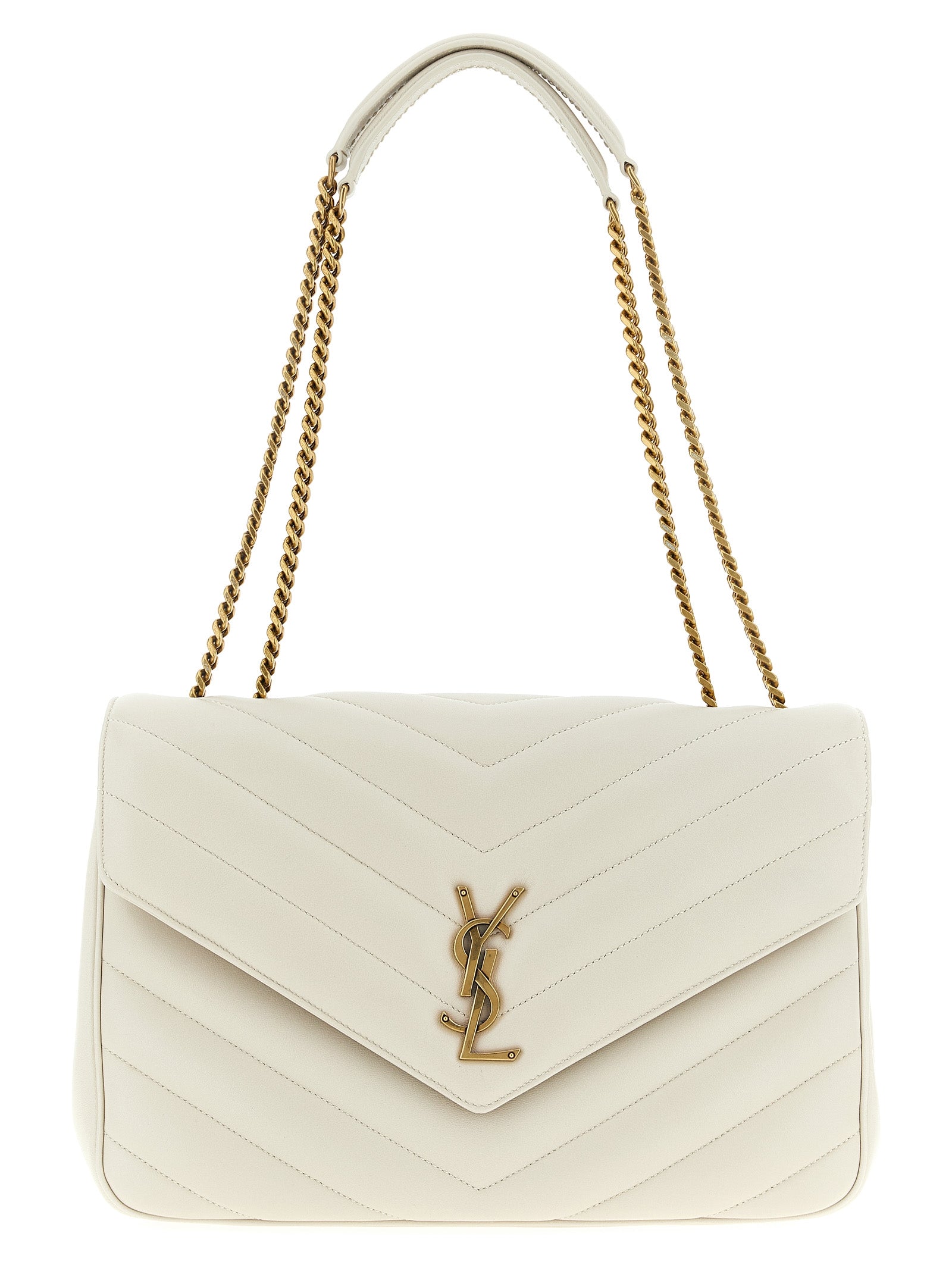 Saint Laurent Beige Large Loulou Shoulder Bag