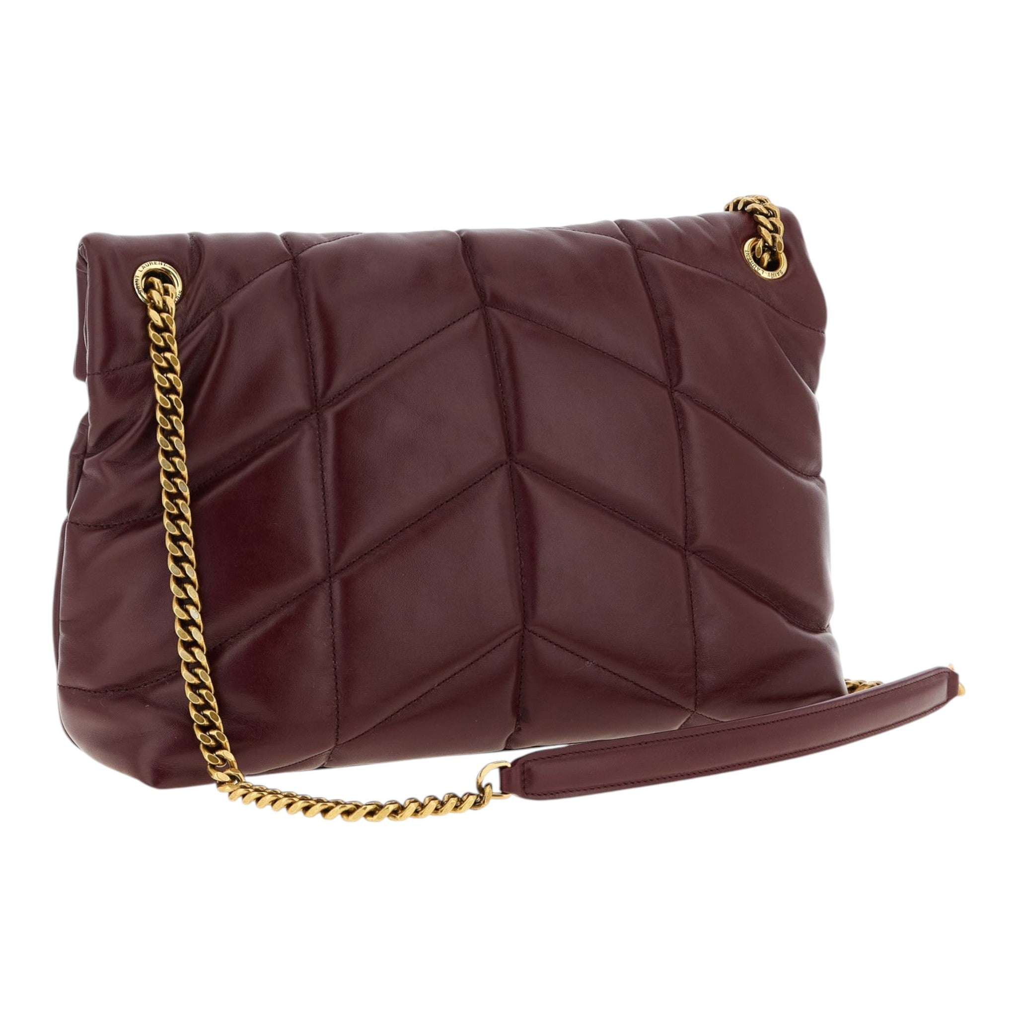 Saint Laurent Bordeaux Puffer Nappa Shoulder Bag