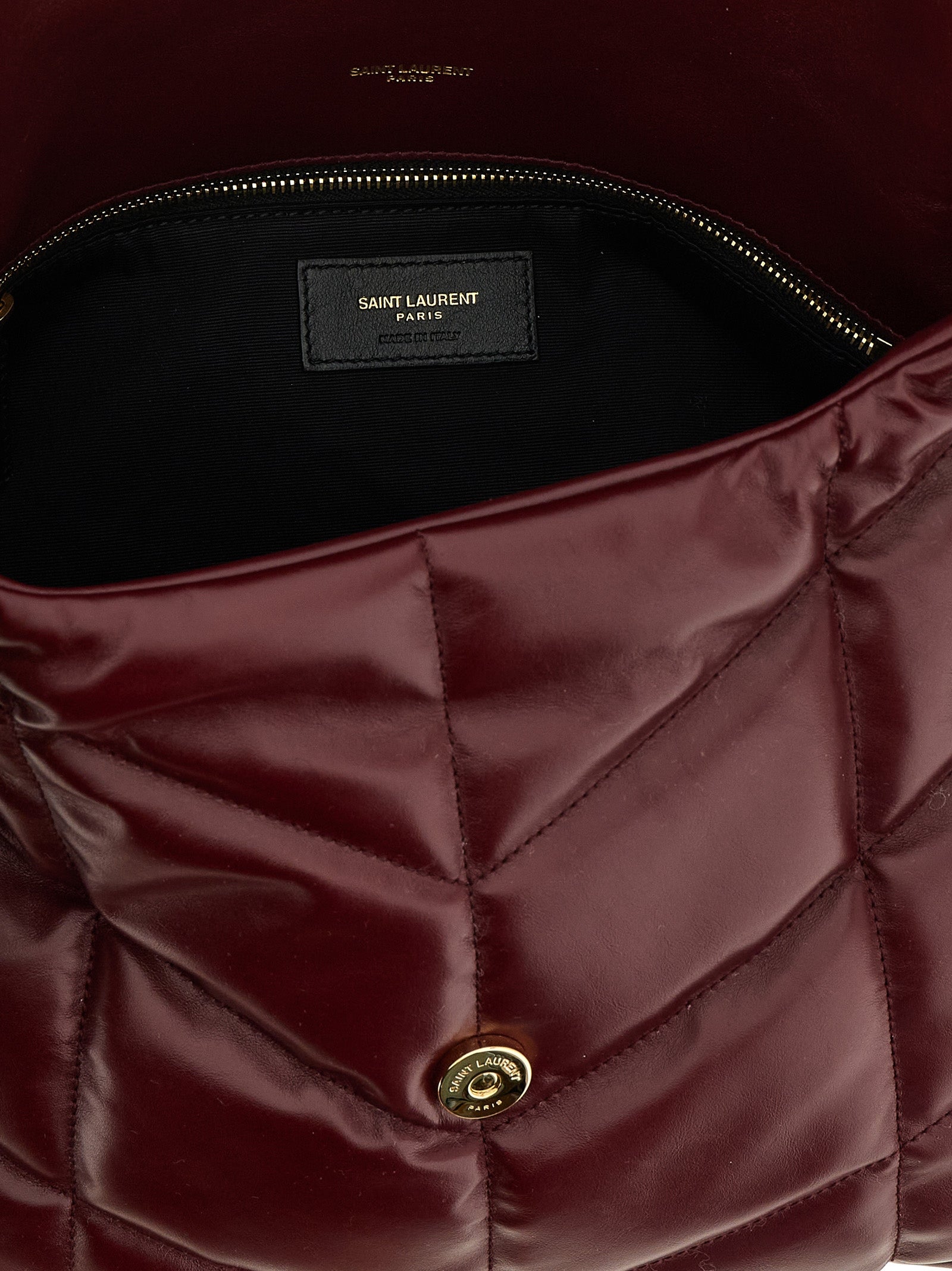 Saint Laurent Bordeaux Puffer Nappa Shoulder Bag