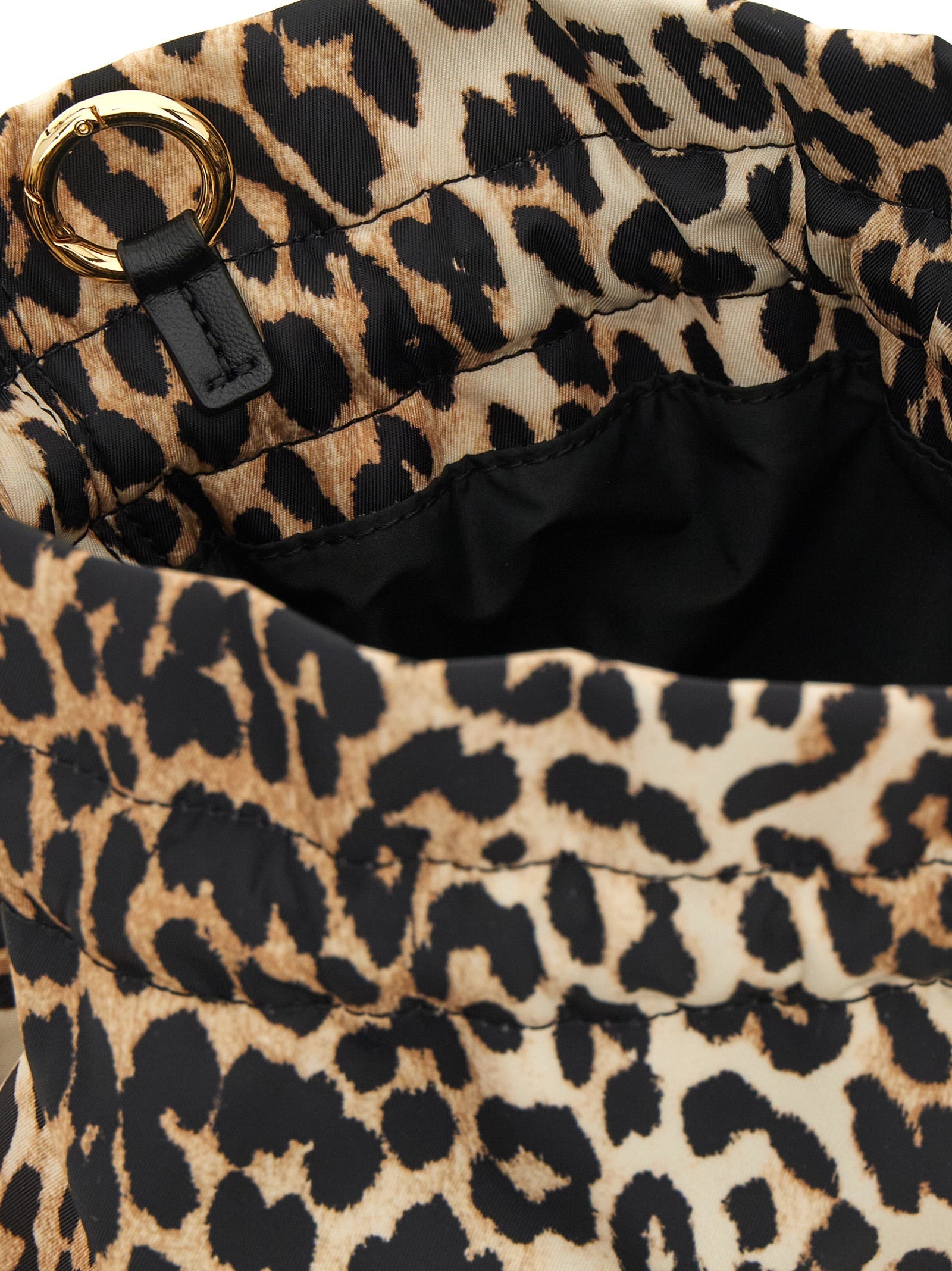 Ganni Animal Print Metallic Bou Clutch Bag
