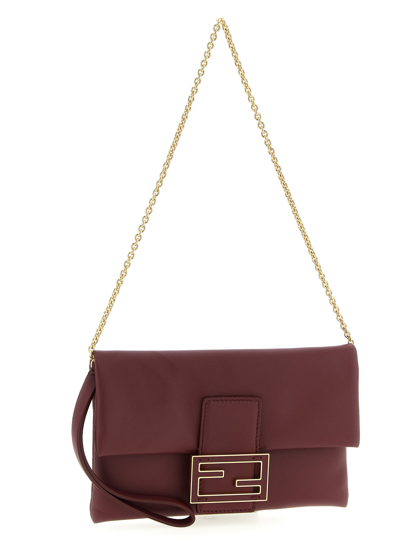 Fendi Bordeaux Mamma Baguette Clutch Bag