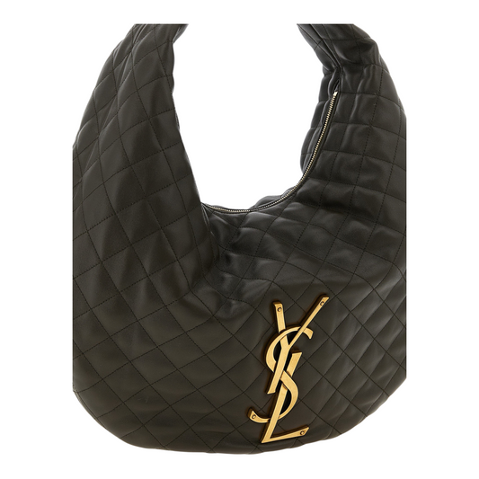 Saint Laurent Hobo Icare Brown Checkered Leather