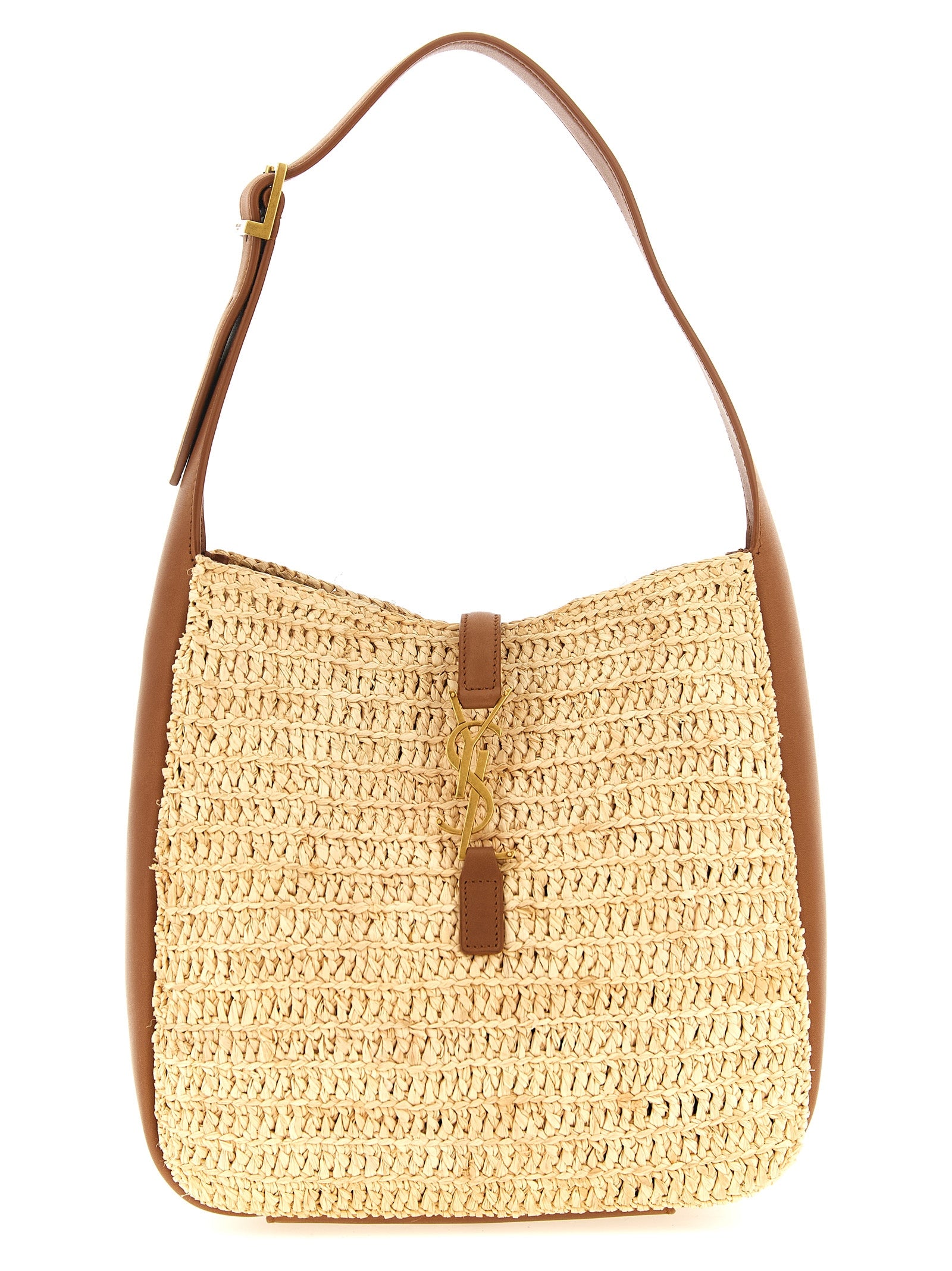 Saint Laurent Woven Raffia Le 5 à 7 Raffia Shoulder Bag