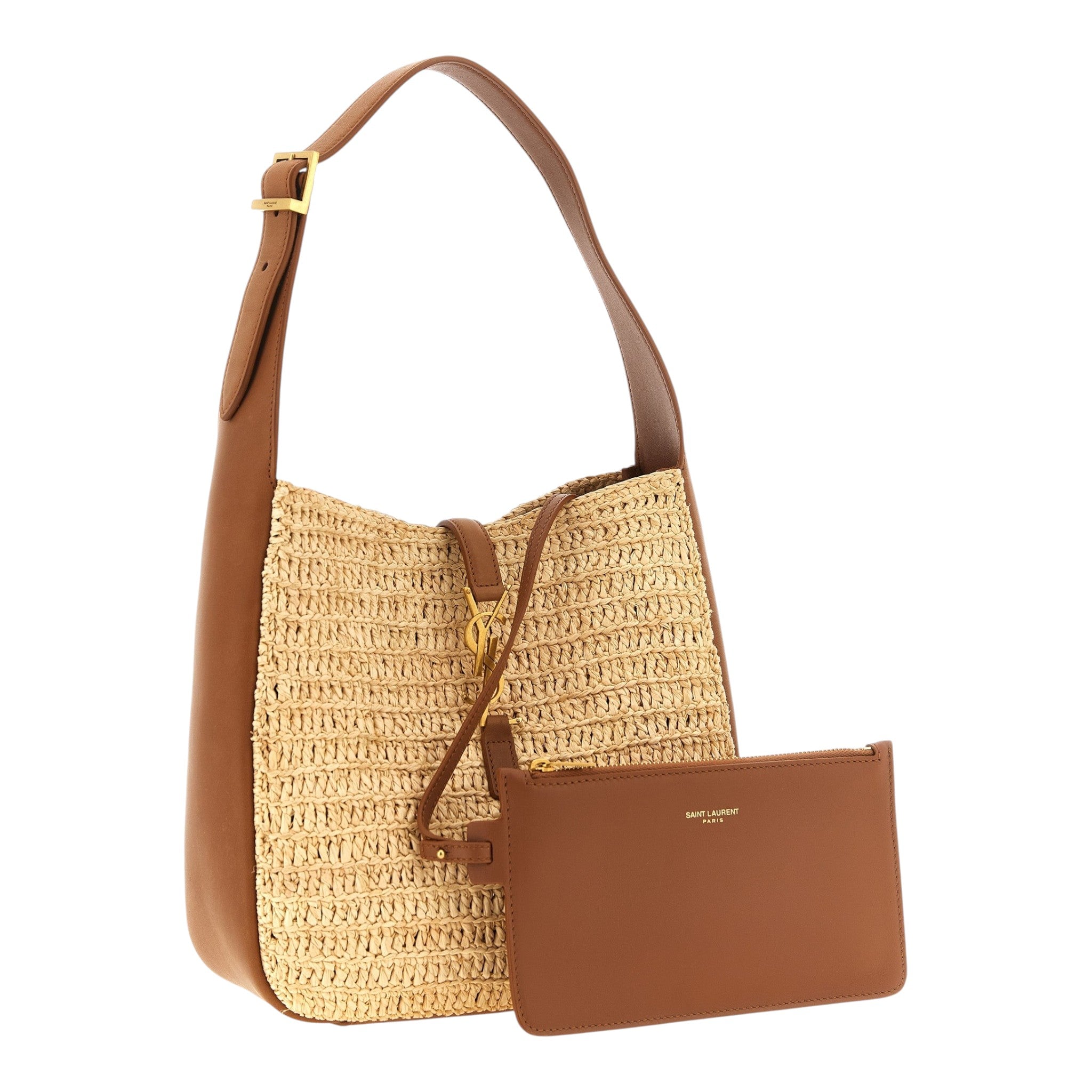 Saint Laurent Woven Raffia Le 5 à 7 Raffia Shoulder Bag