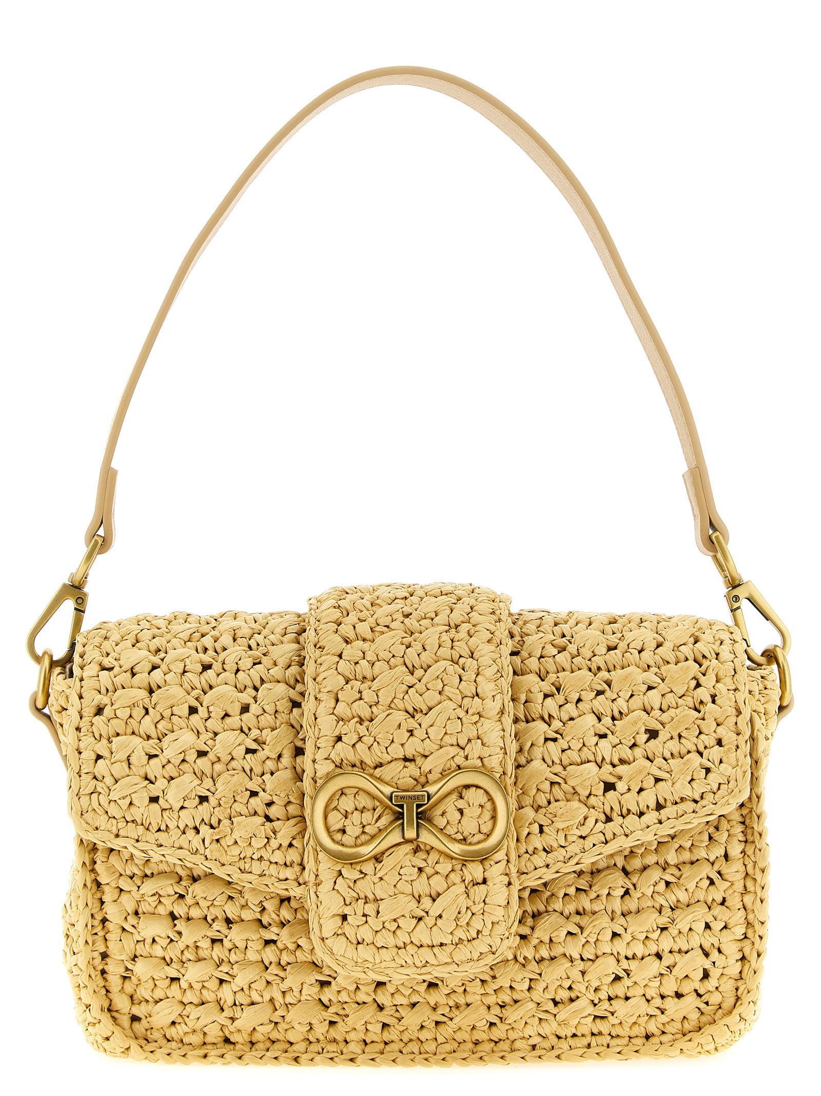 Twinset Beige Raffia Crossbody Bag