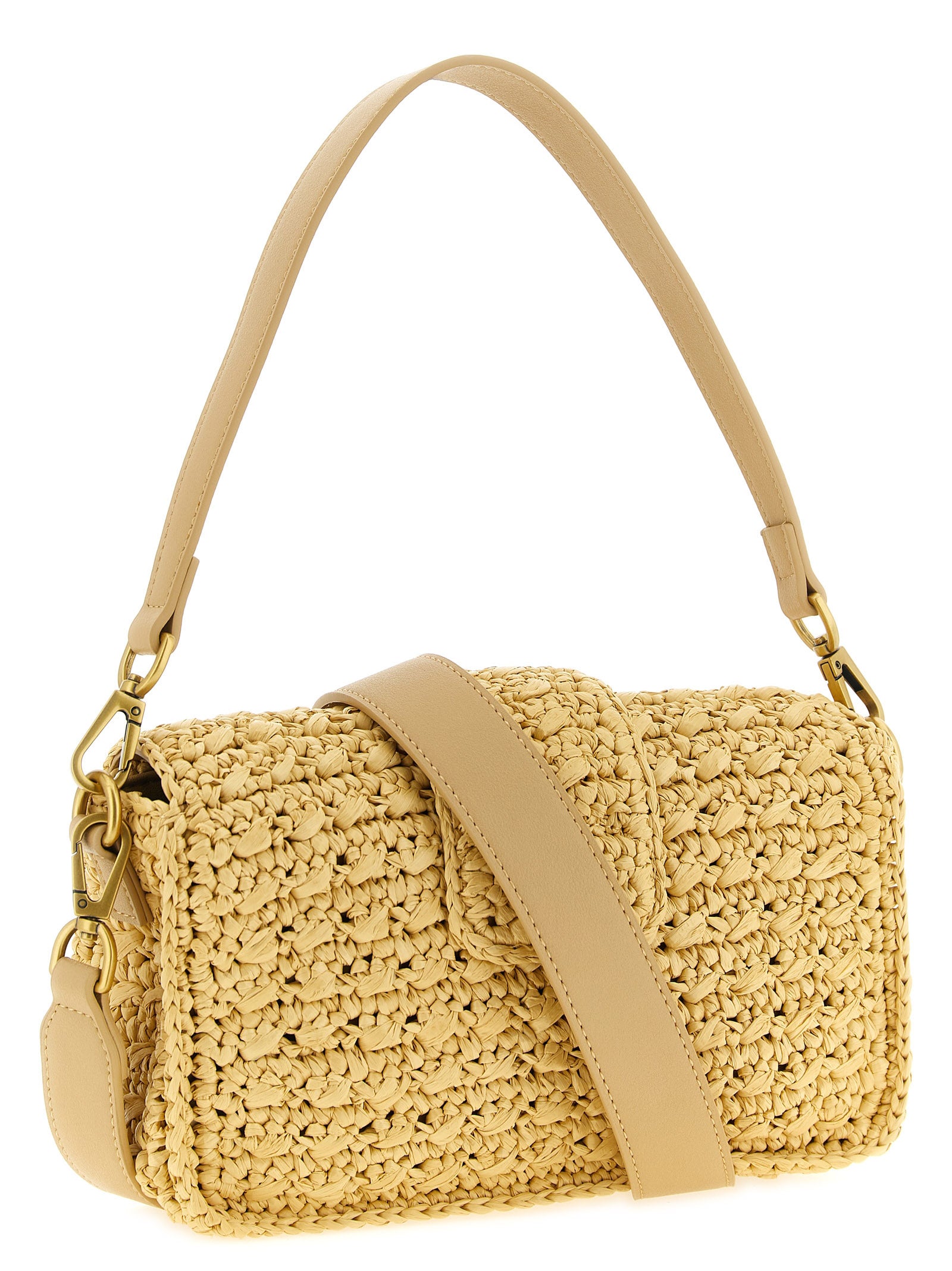 Twinset Beige Raffia Crossbody Bag