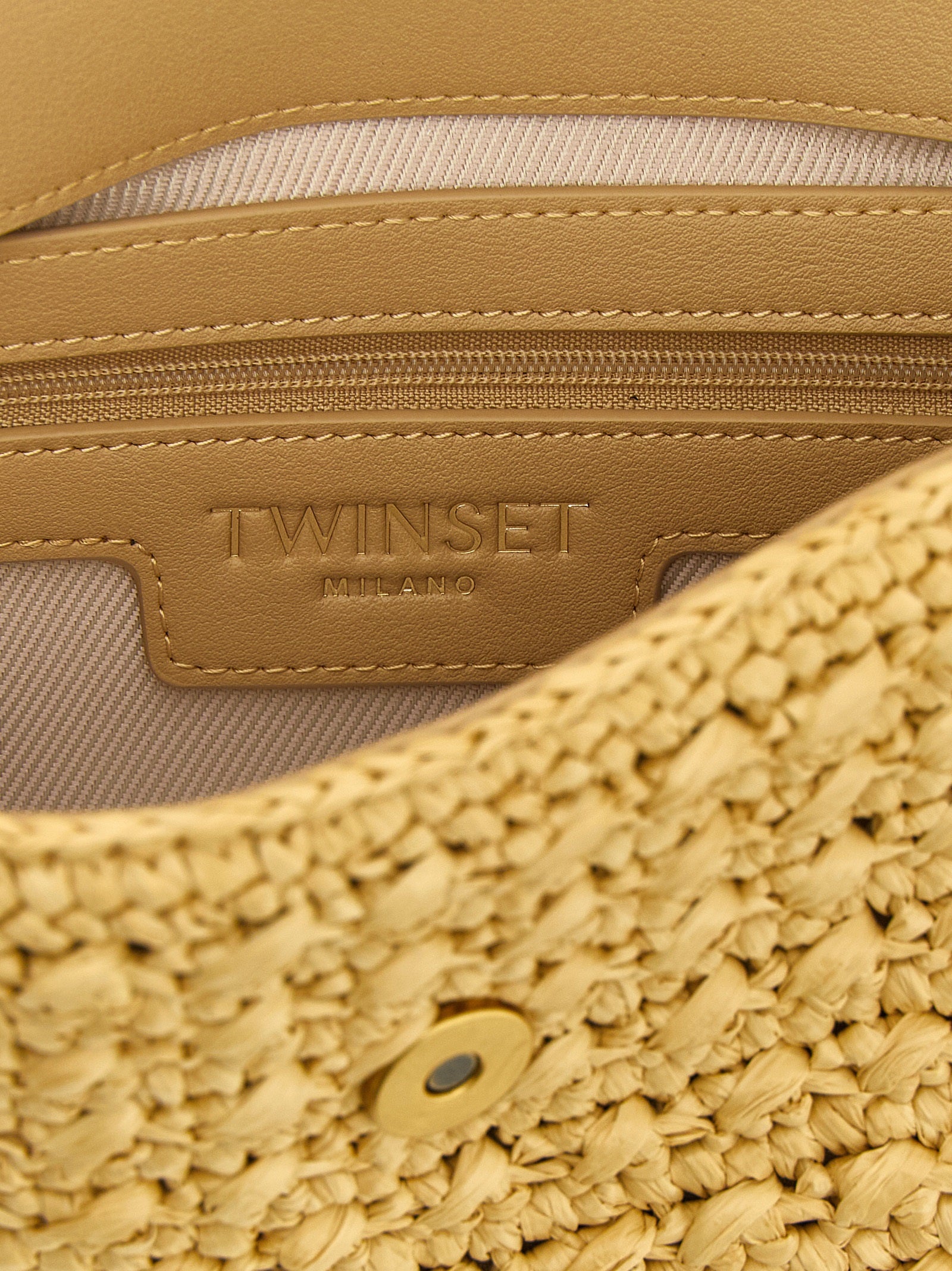 Twinset Beige Raffia Crossbody Bag
