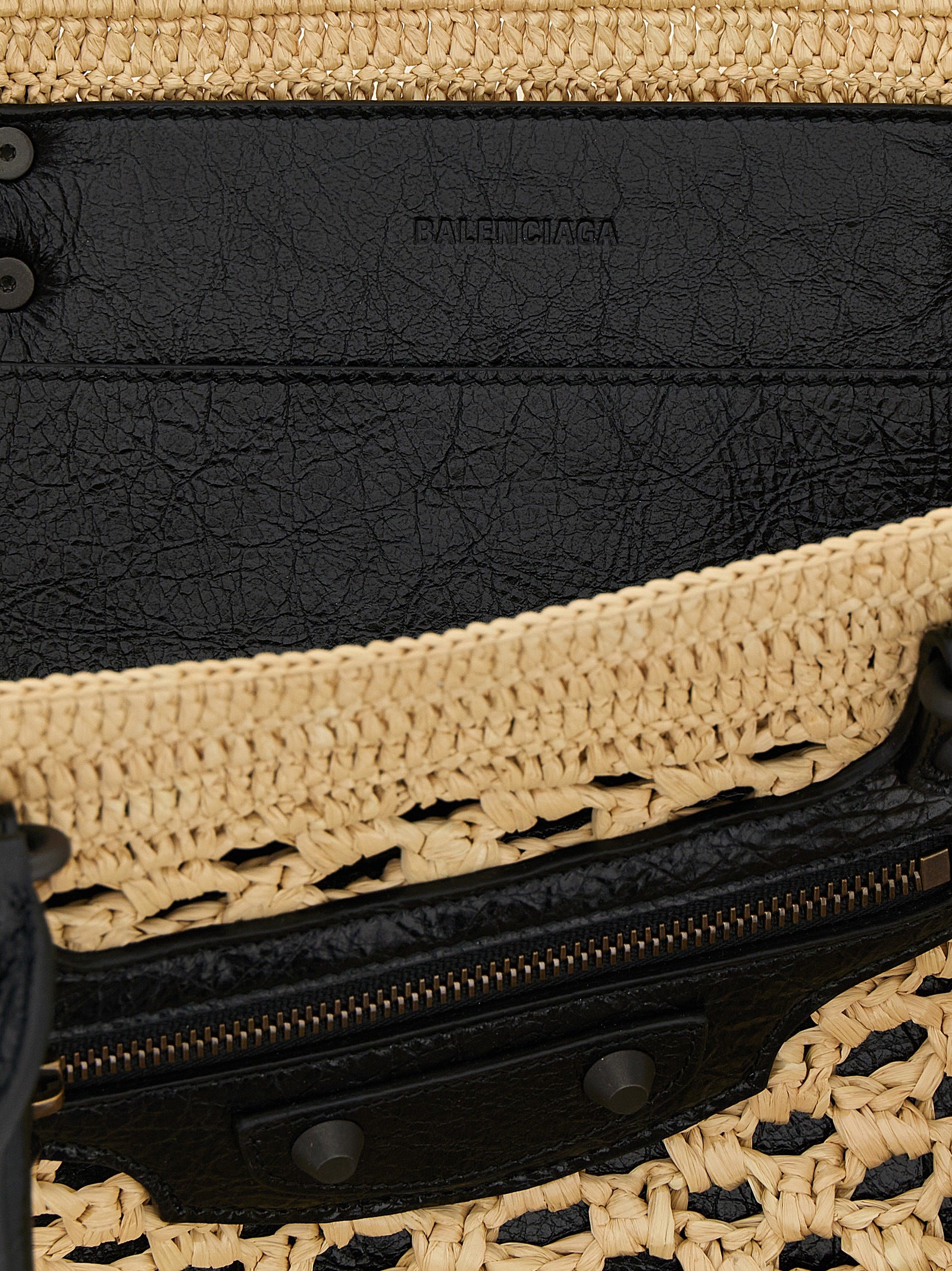 Balenciaga Le City Raffia Shoulder Bag