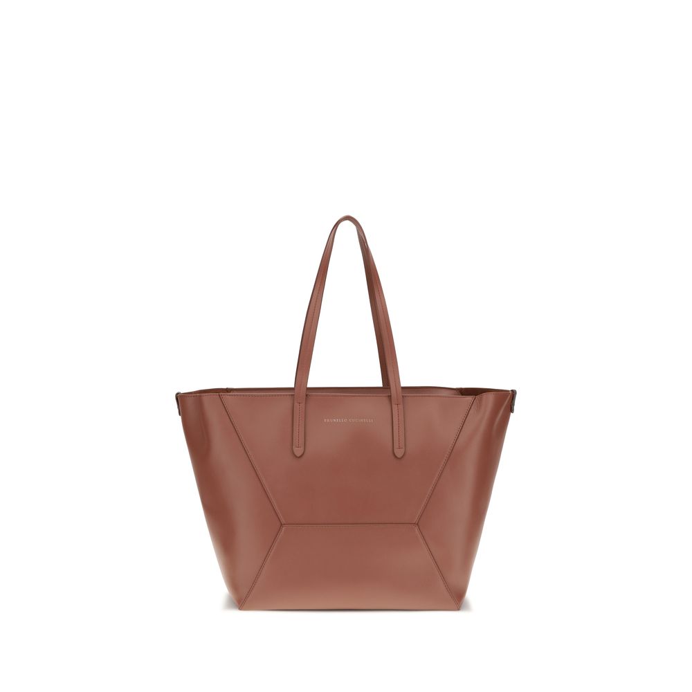 Brunello Cucinelli Brown Leather Tote Bag