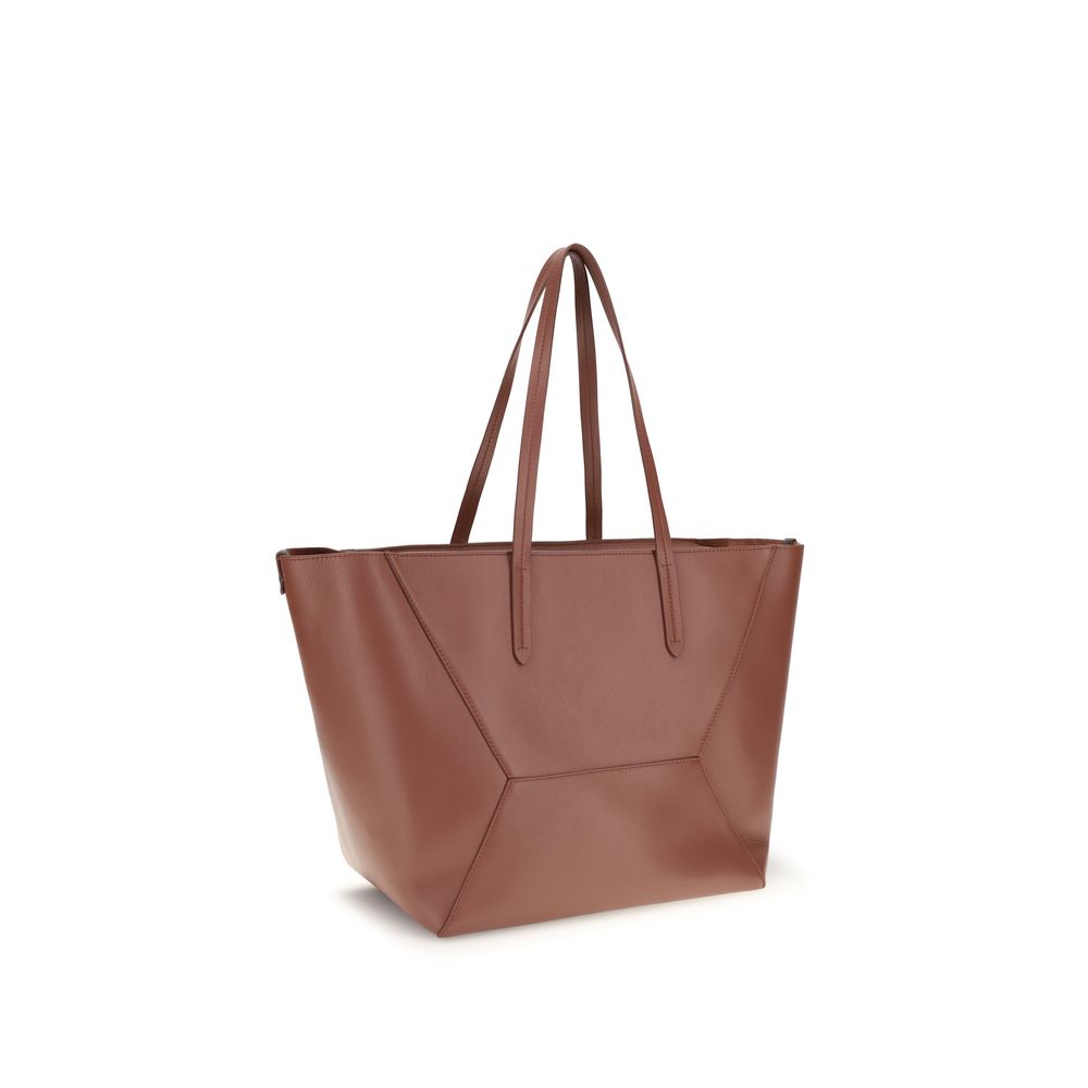 Brunello Cucinelli Brown Leather Tote Bag
