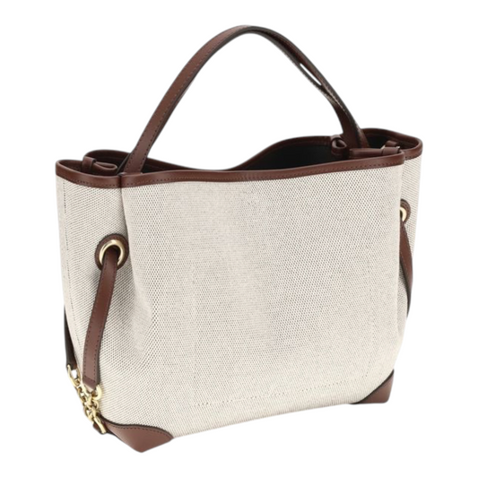Chloé Clover Bolso de Mano Beige Algodón