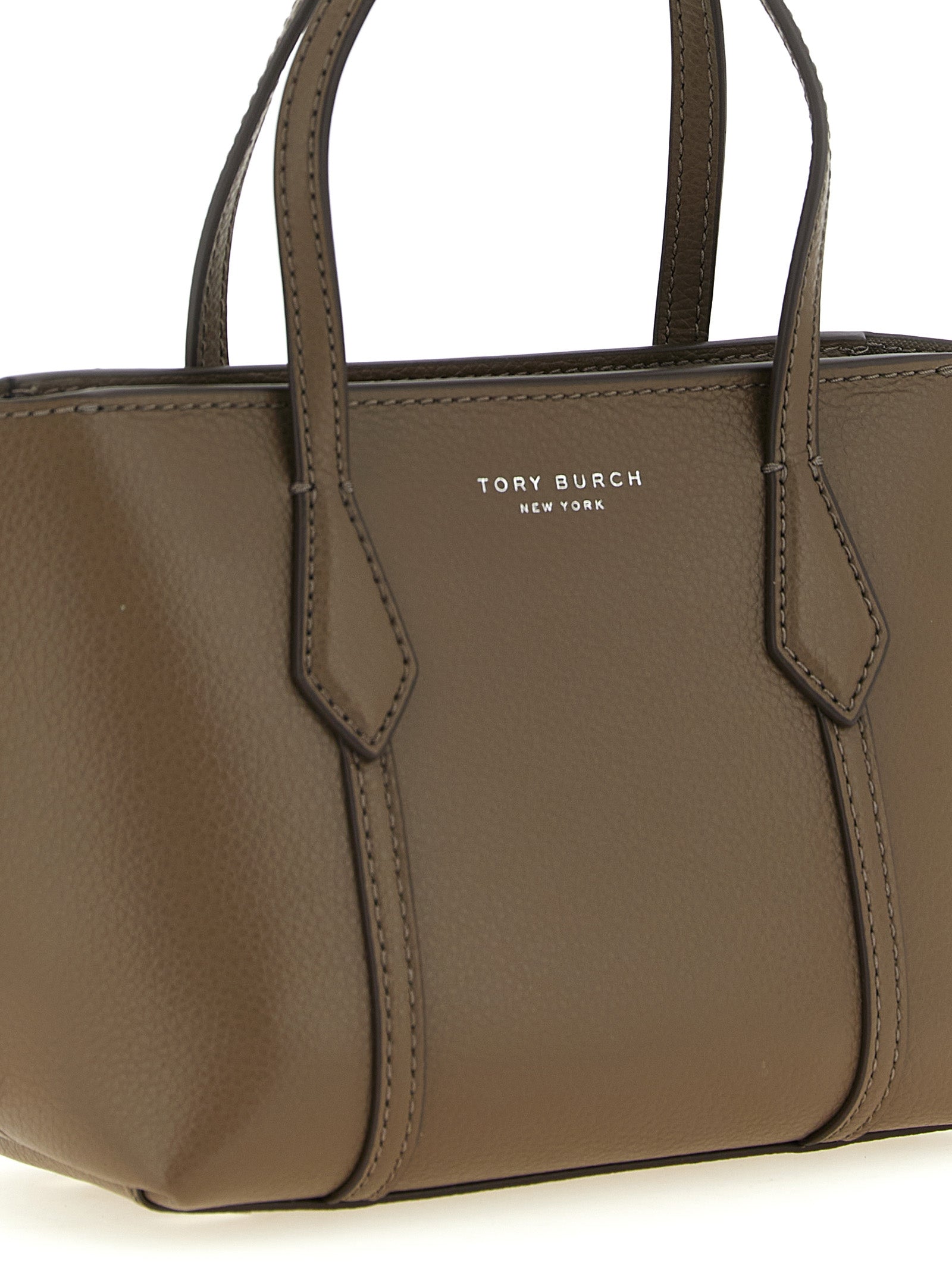 Tory Burch Brown Perry Mini Hammered Tote Bag