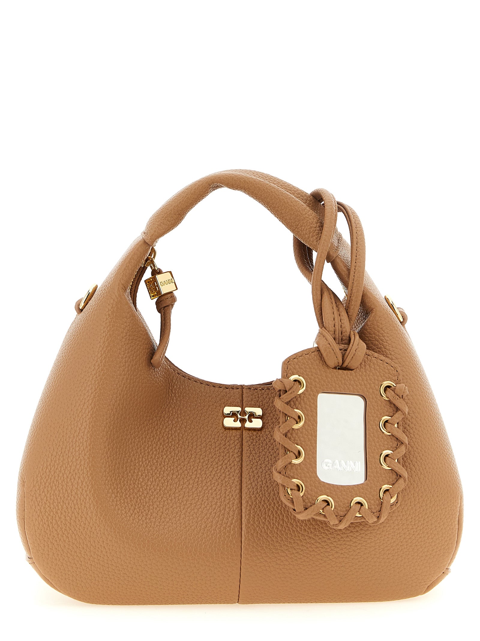 Ganni Beige Mini Hobo Handbag