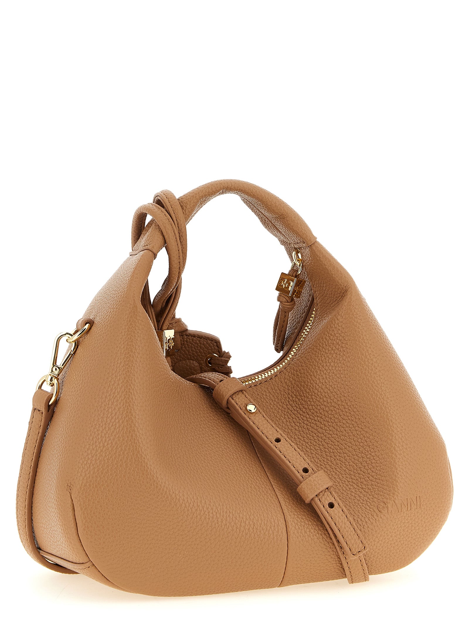 Ganni Beige Mini Hobo Handbag
