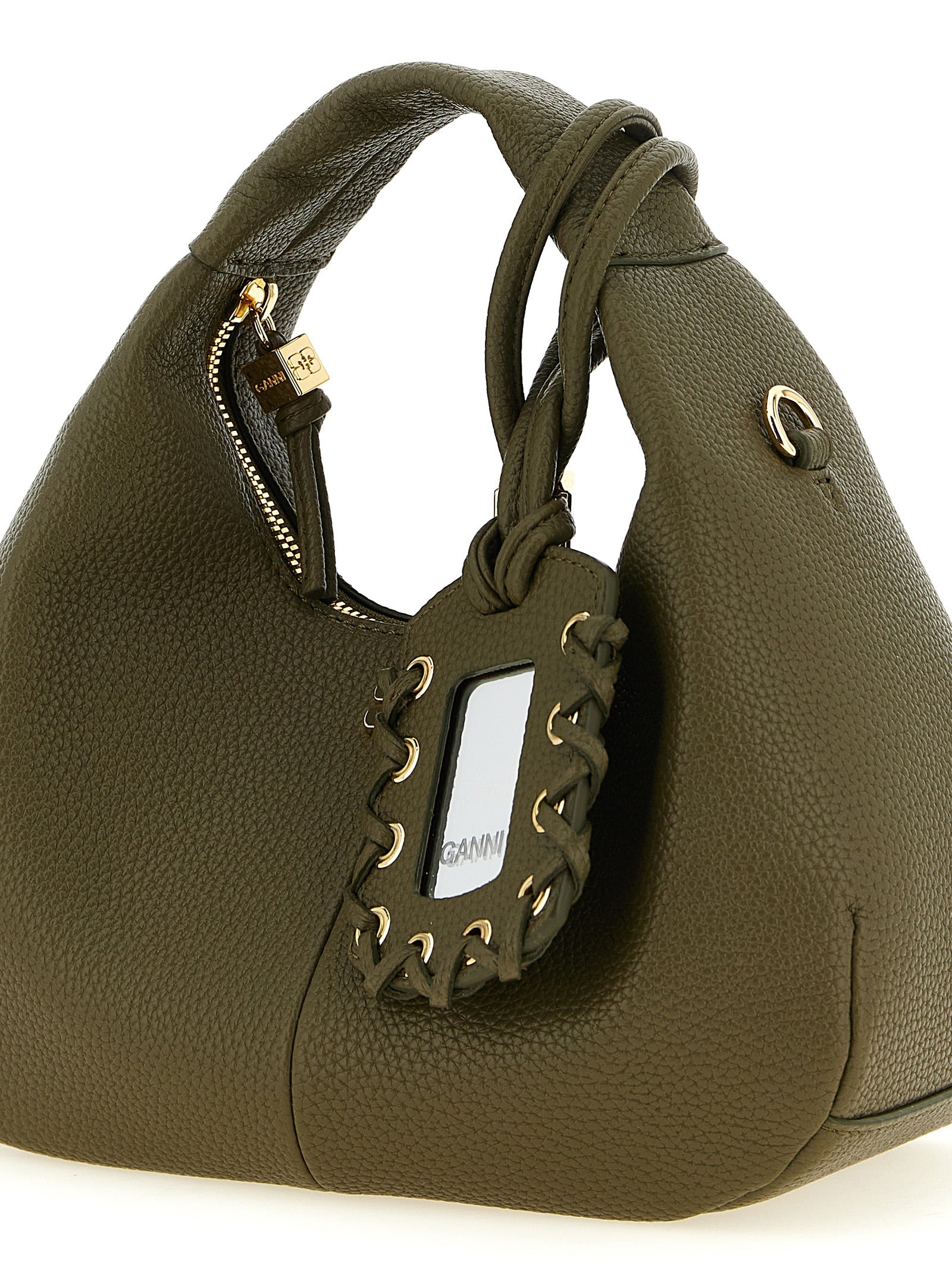 Ganni Green Mini Hobo Handbag