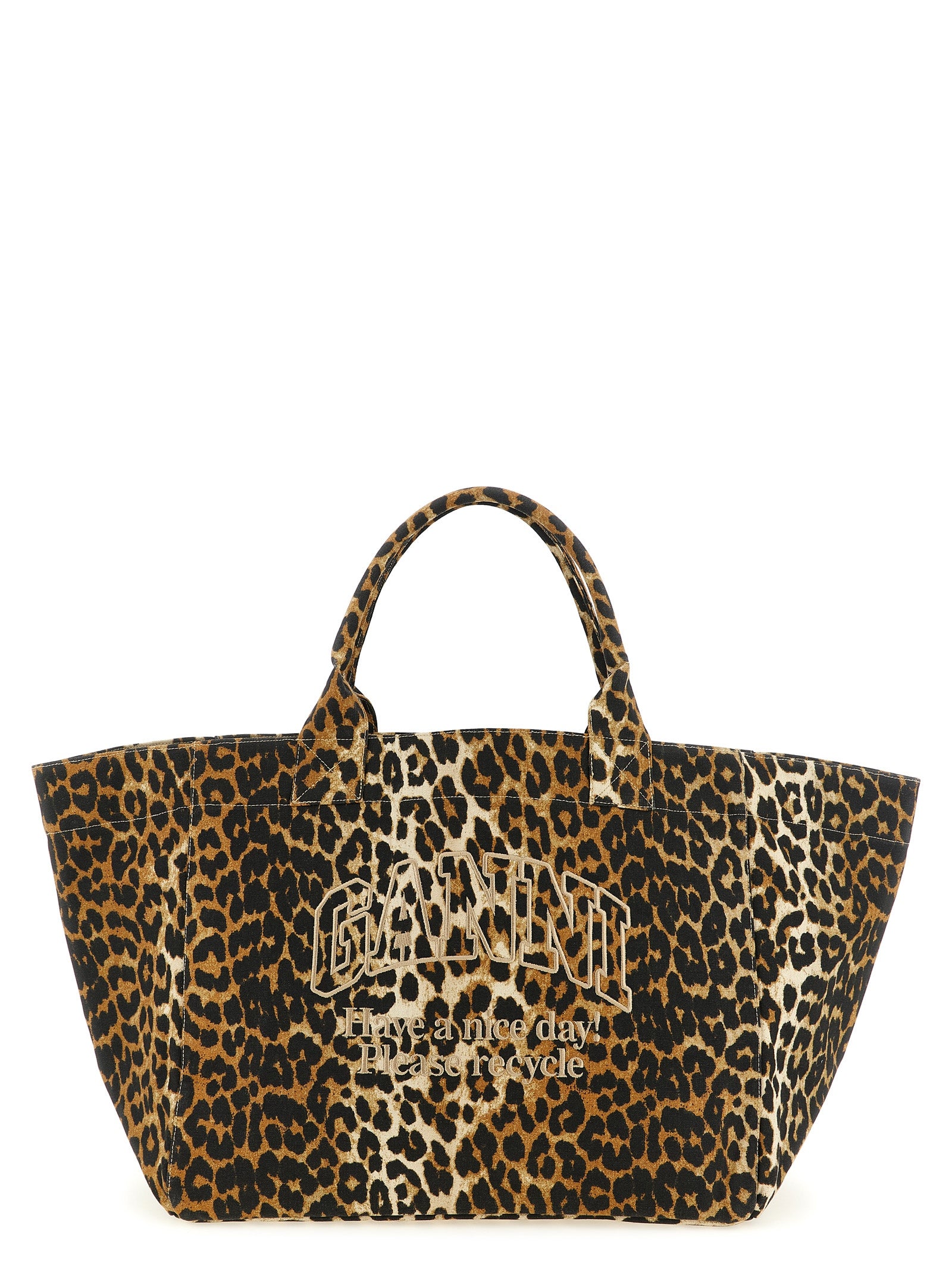 Ganni Brown Leopard XXL Tote Bag