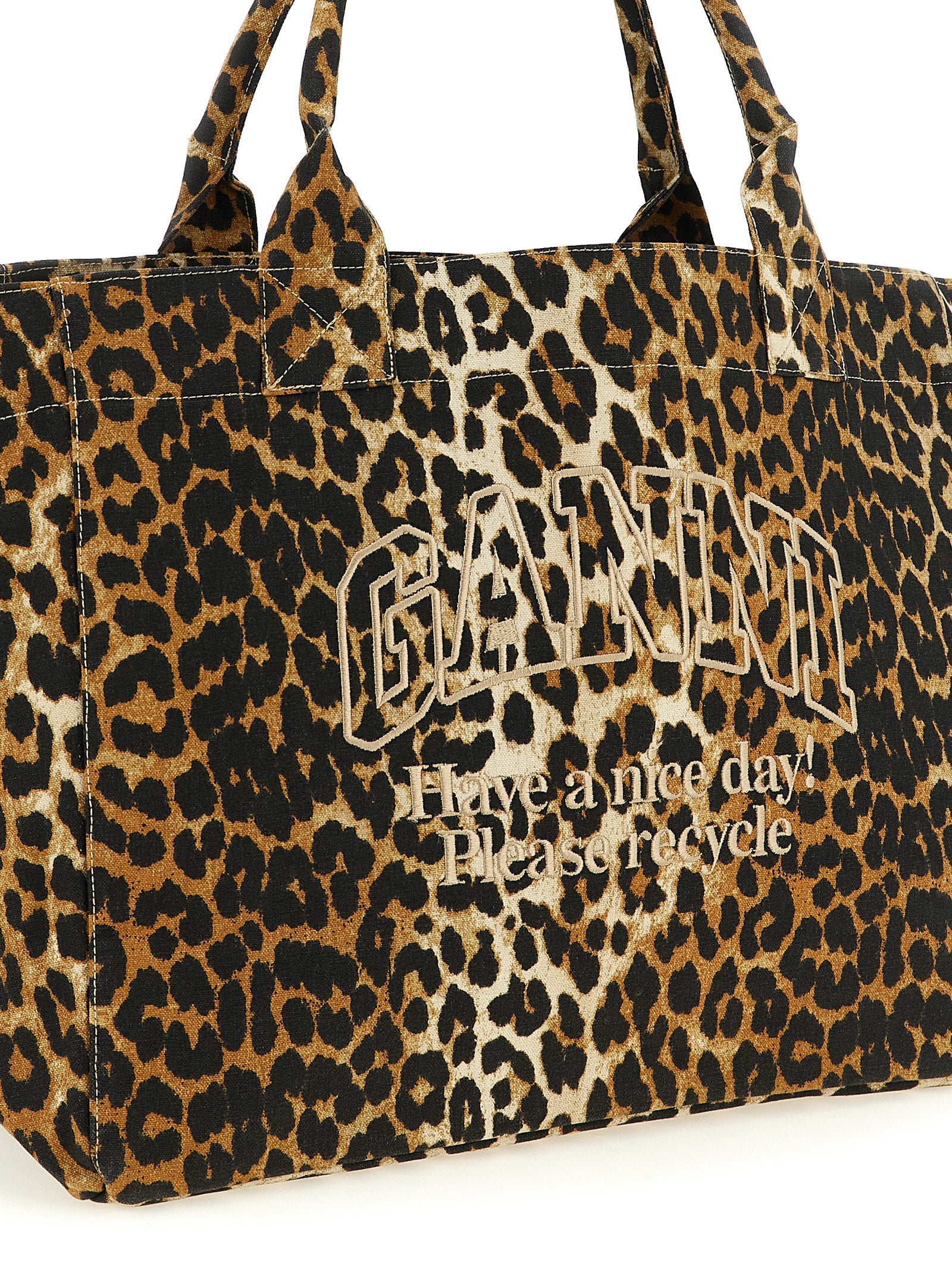 Ganni Brown Leopard XXL Tote Bag
