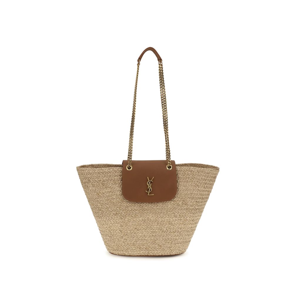 Saint Laurent Beige Manon Raffia Shoulder Bag