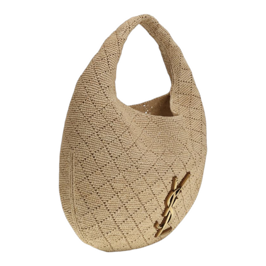 Saint Laurent Raffia Icare Hobo Bag Beige