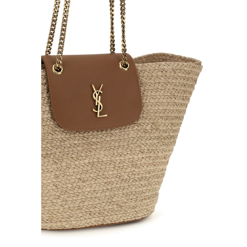 Saint Laurent Beige Manon Raffia Shoulder Bag