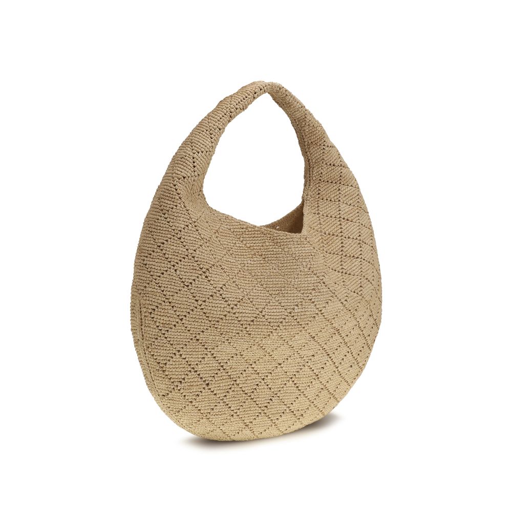 Saint Laurent Beige Raffia Icare Hobo Bag
